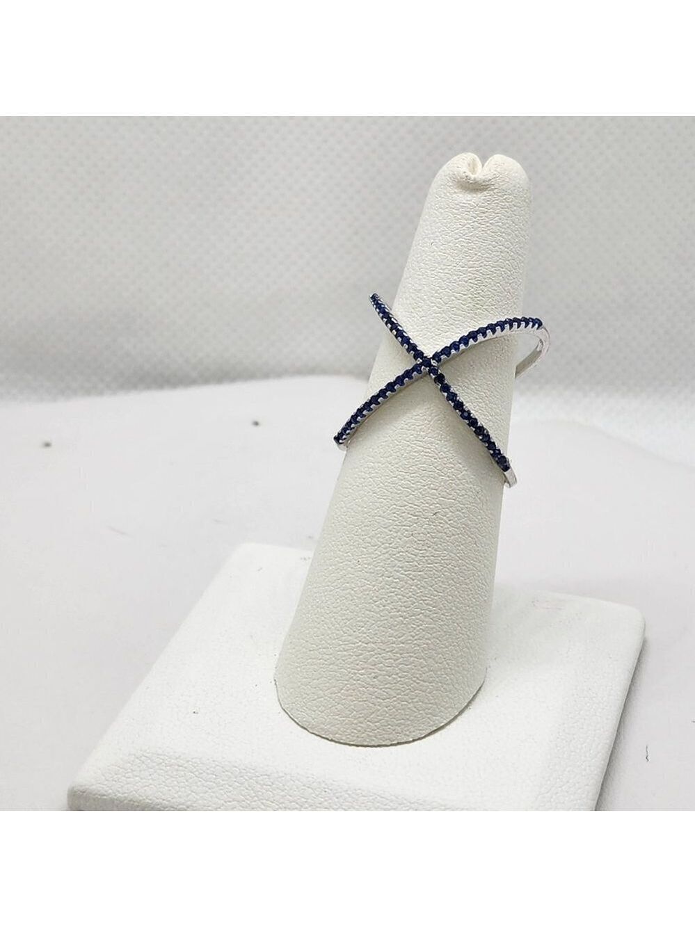 Brand New Sterling Silver 925 Blue Cross Over Ring